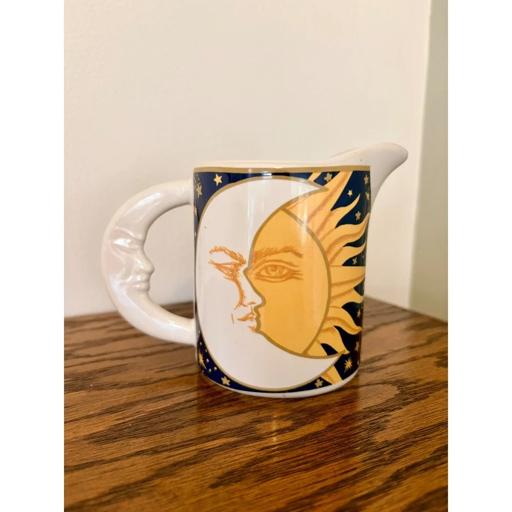 Vintage 1993 Vitromaster Galaxy Sun Moon Celestial Stoneware Creamer Pitcher